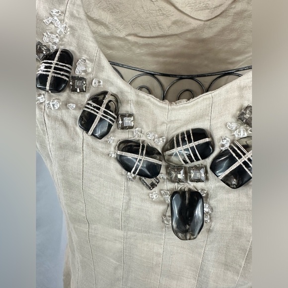 Robert Rodriguez beaded tan peplum blouse size 0 - Picture 6 of 13